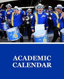 Access the academic calendar. Image of students in the Pride.